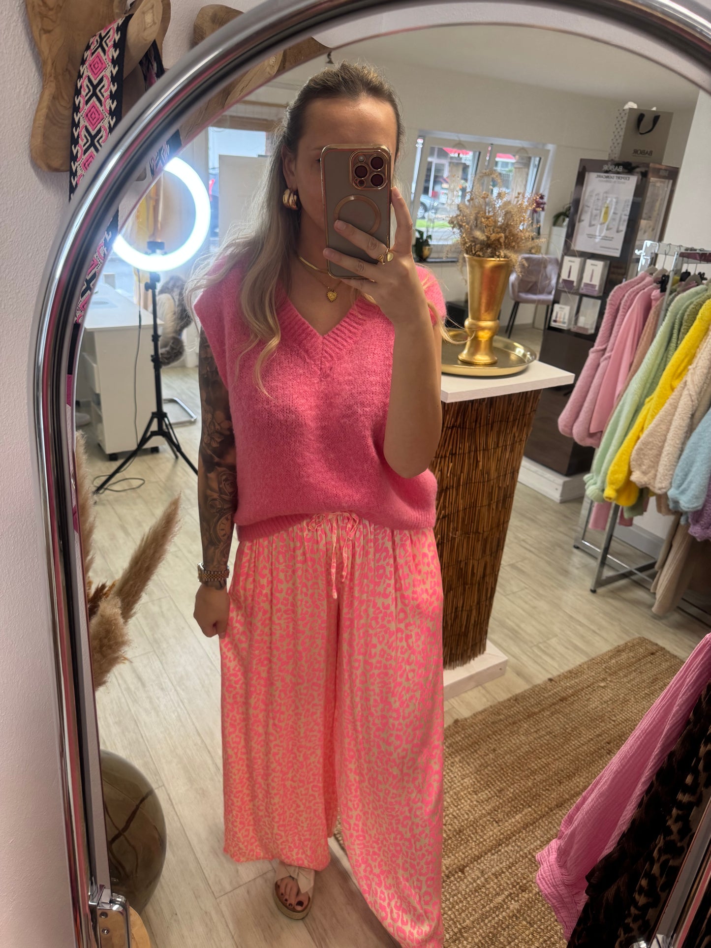 Satin Leohose pink