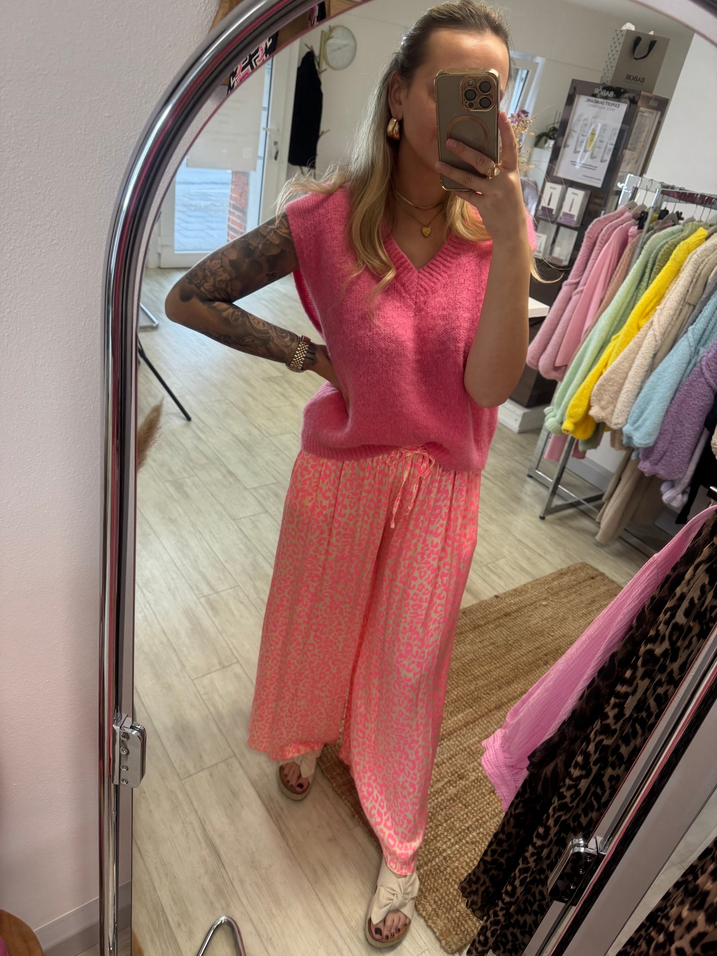 Satin Leohose pink