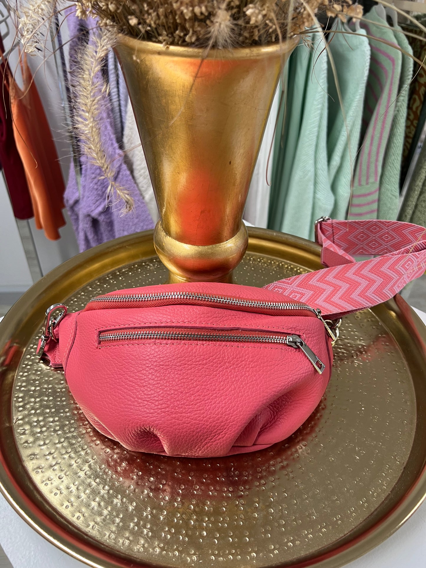 Leder Tasche pink