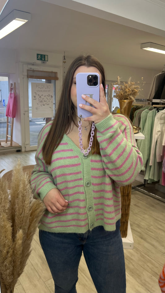 Strickjacke gestreift Mint